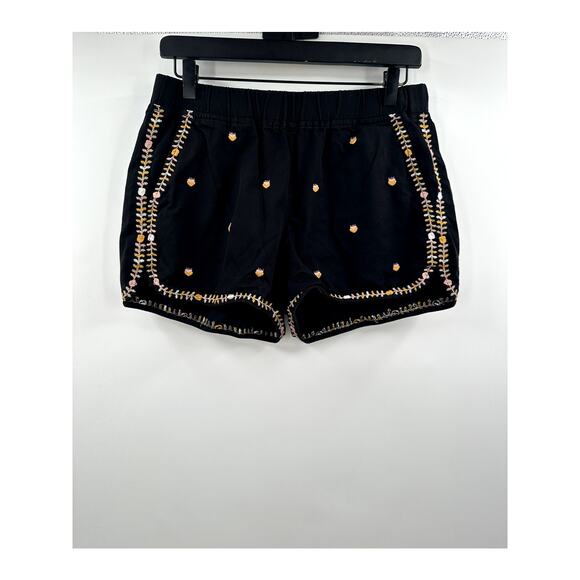 Madewell Black Embordered Pull On Shorts Size Small Boho - Picture 1 of 8